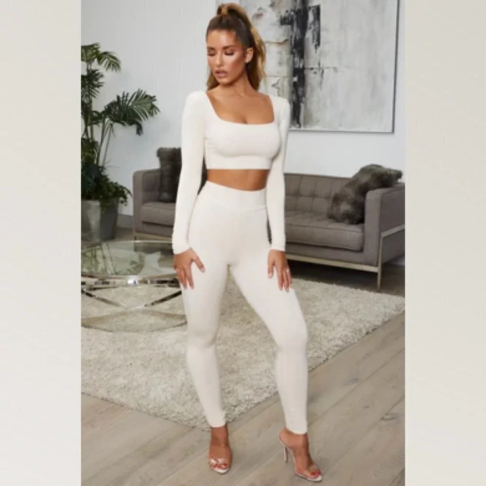 OH Polly size 2 Ivory High Waist Ruched Bootie Leggings NEW - Picture 5 of 14